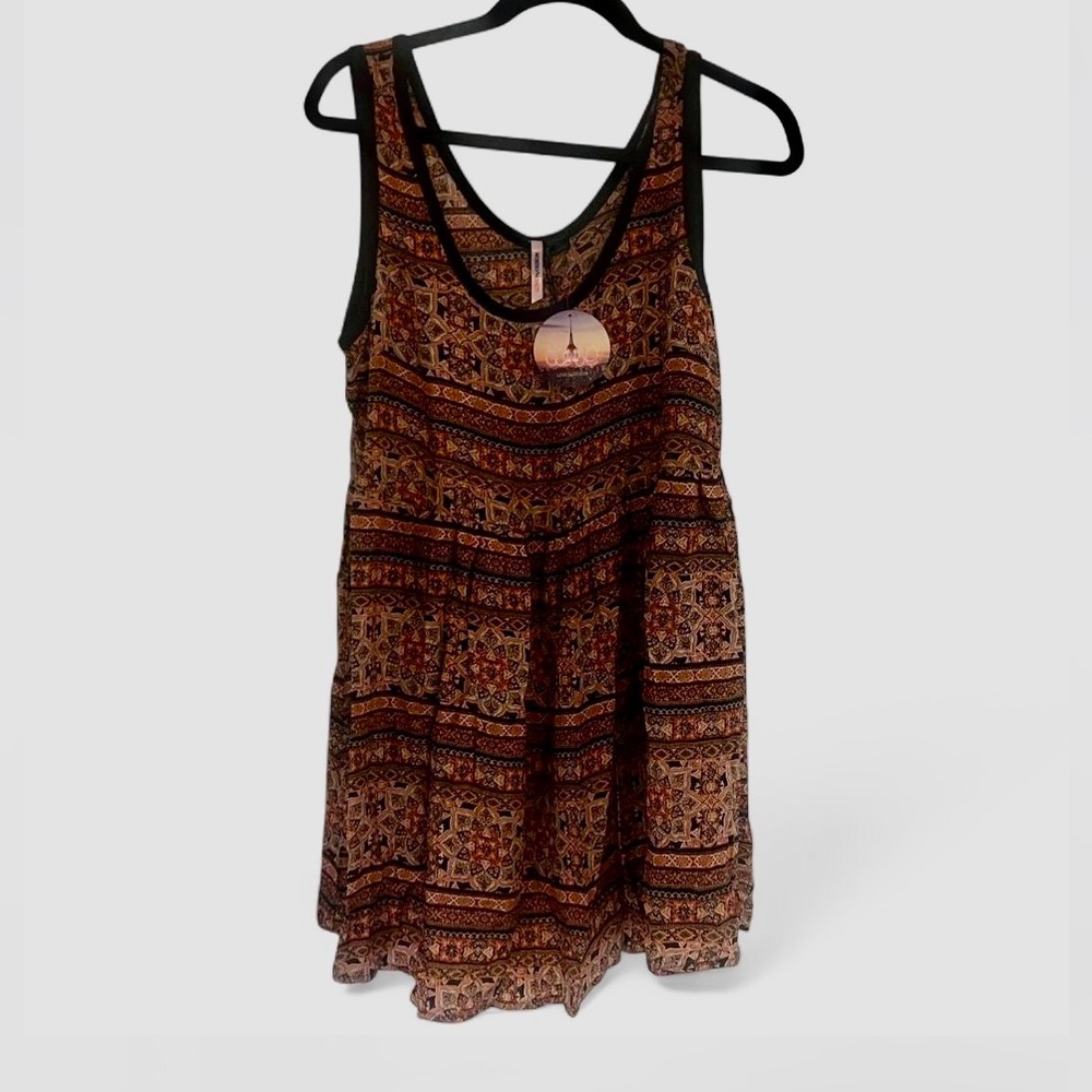 Bohemian rust black Sleeveless Rayon Dress
Love By Design XL